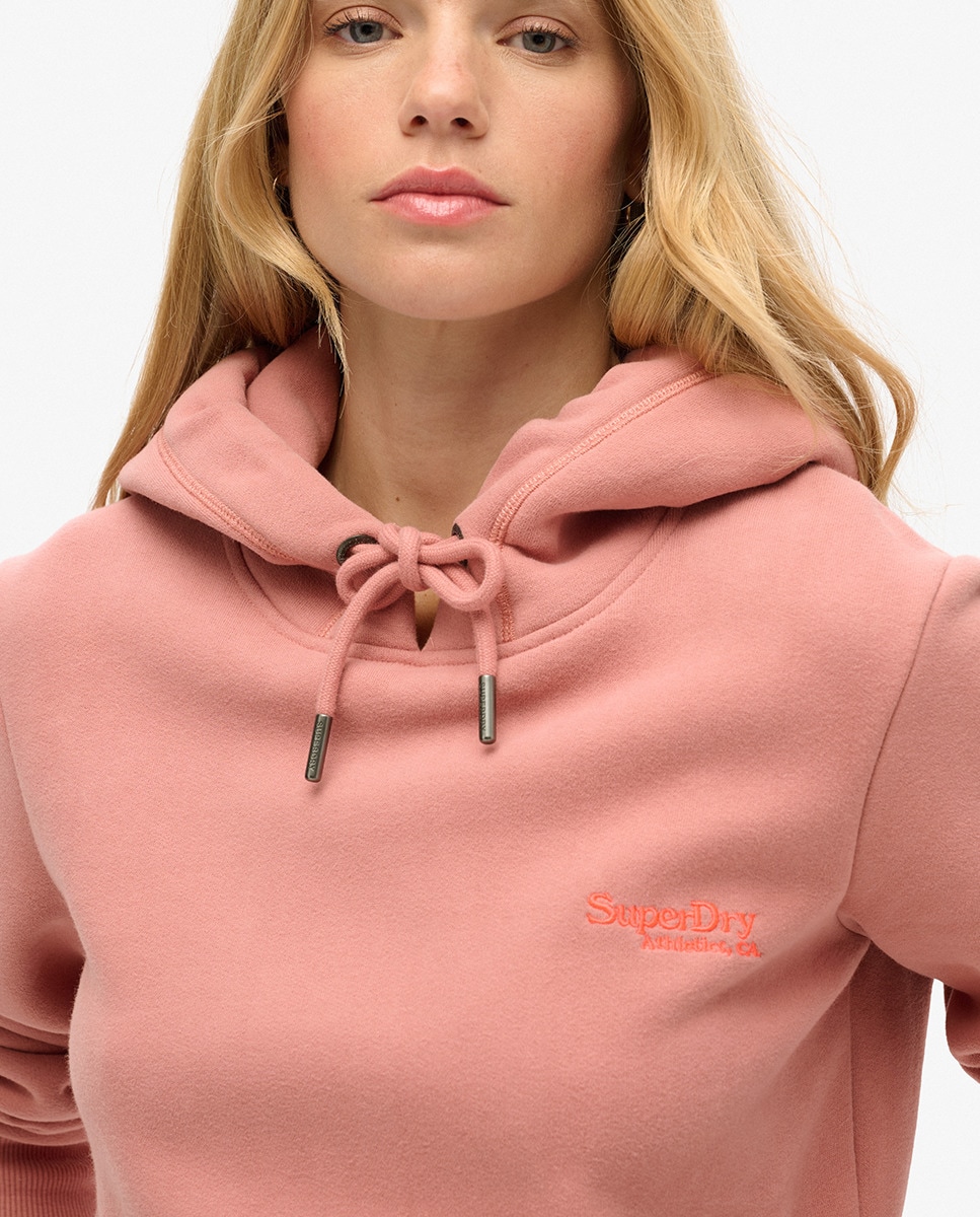 Sweatshirt com Capuz e Logótipo Essential Rosa-2