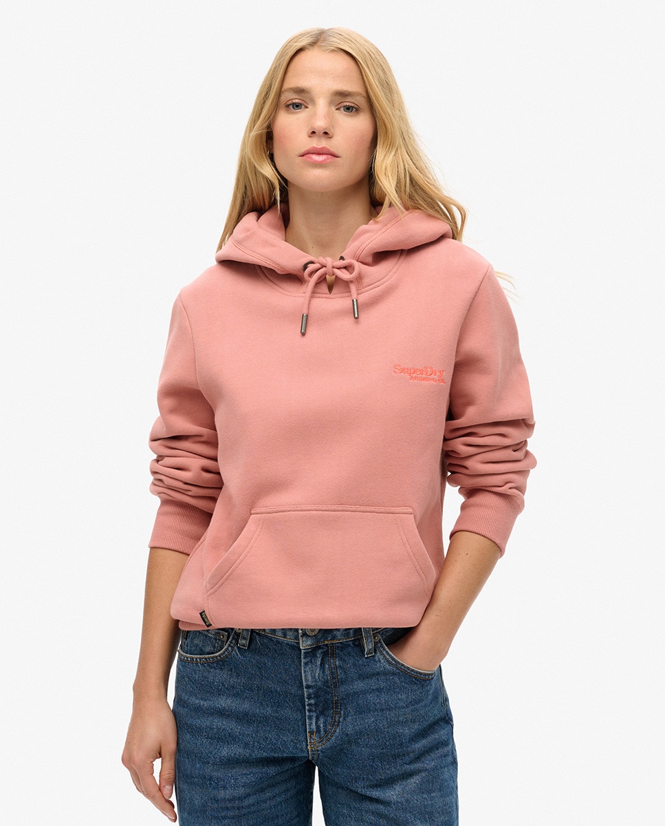 Sweatshirt com Capuz e Logótipo Essential Rosa-1