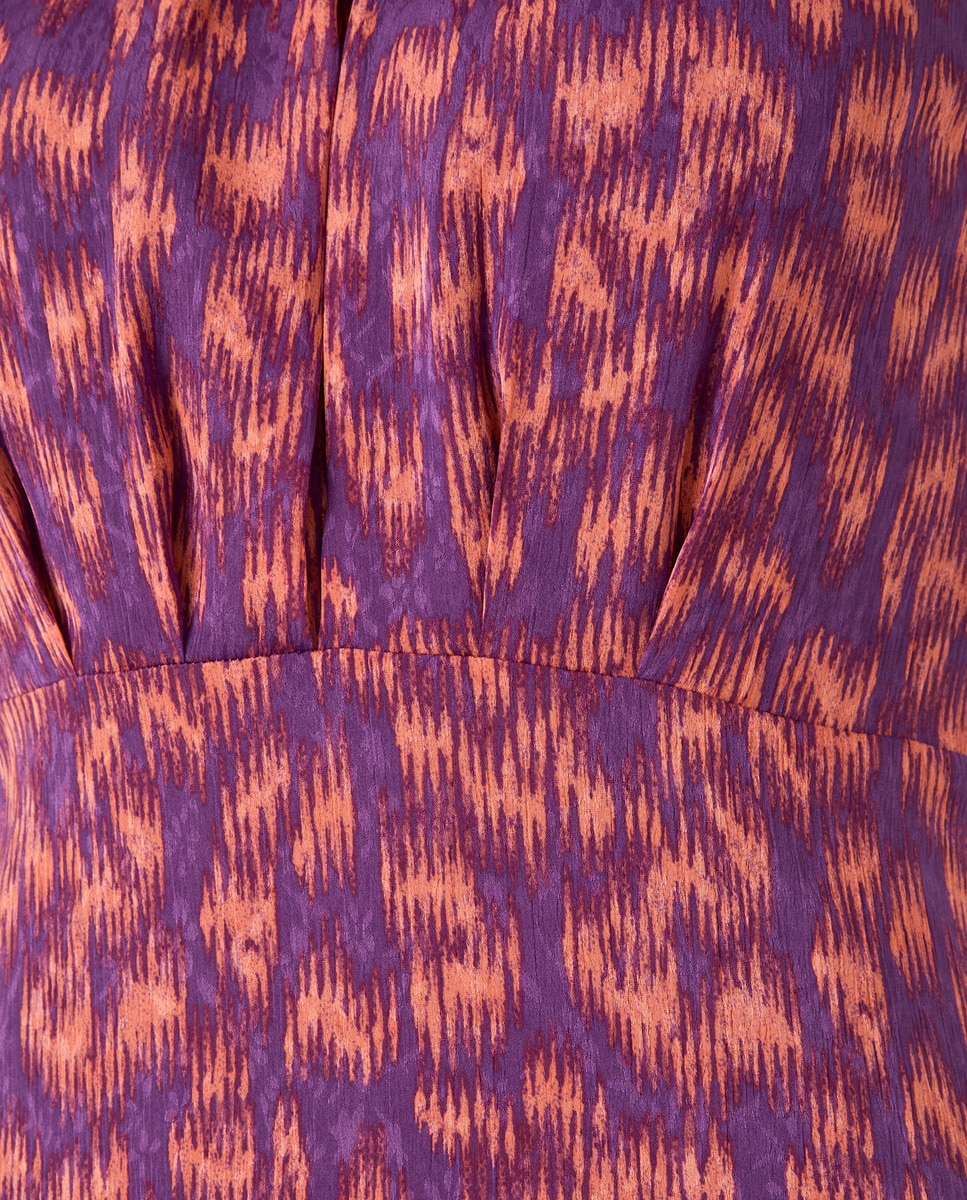 Vestido Halter sem Mangas e com Estampado Jacquard Rosa-5