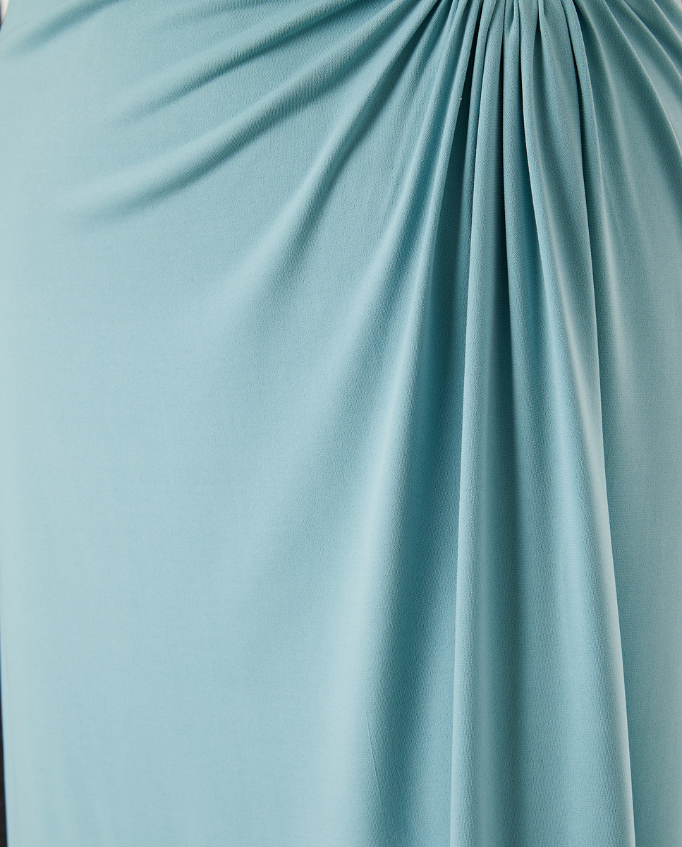 Vestido Comprido Drapeado sem Mangas Sabão-5