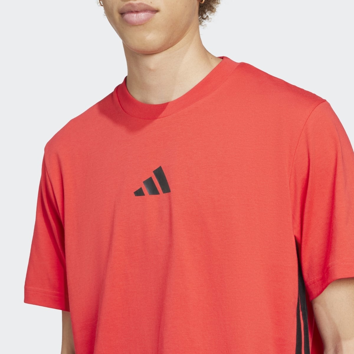 T-shirt de Homem Essentials Single Jersey 3 Faixas Vermelho-3