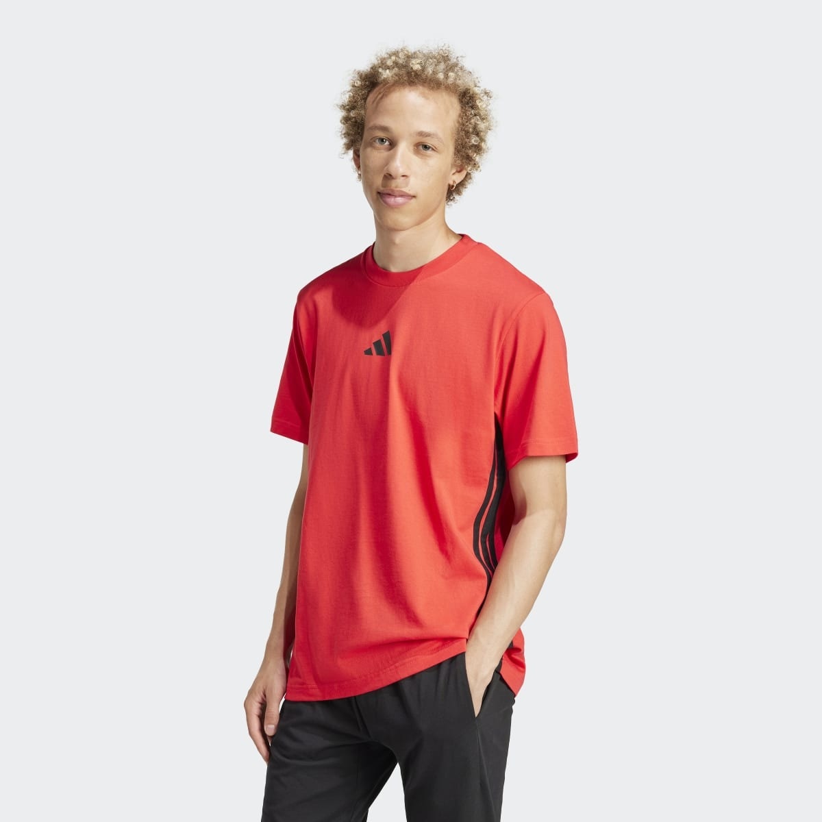 T-shirt de Homem Essentials Single Jersey 3 Faixas Vermelho-1