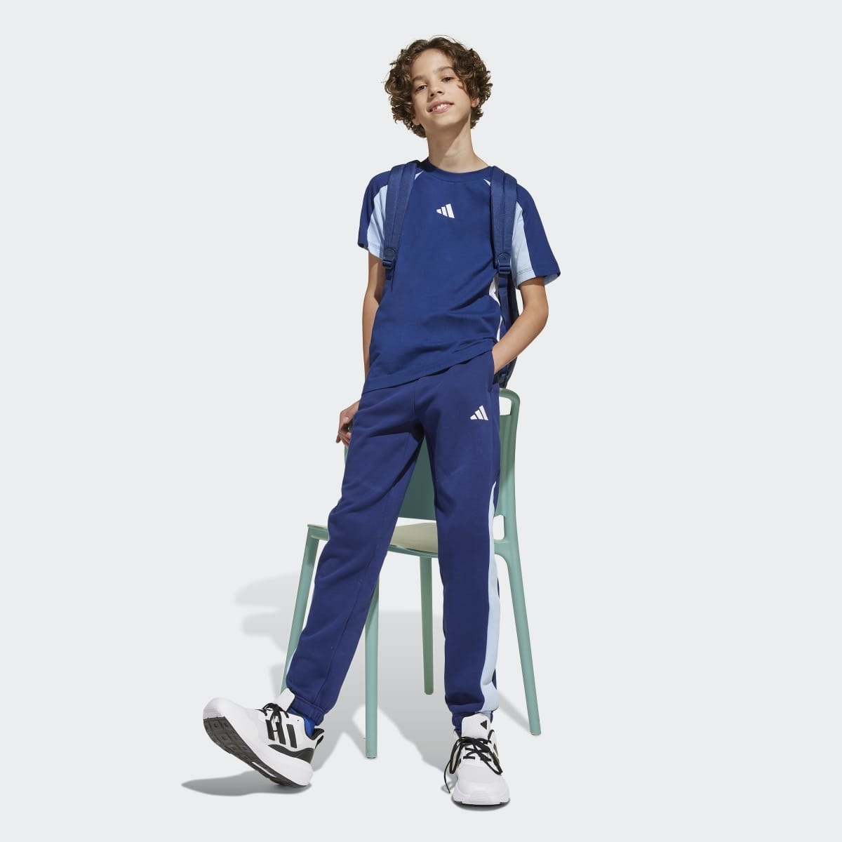 T-shirt de Criança Seasonal Essentials Colorblock Azul-4