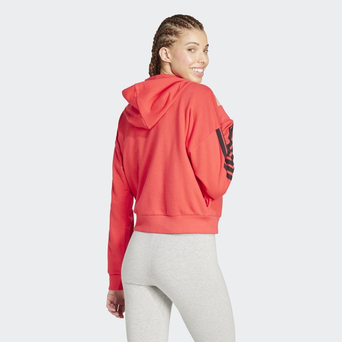 Casaco de Mulher com Capuz Essentials French Terry 3 Faixas Vermelho-2