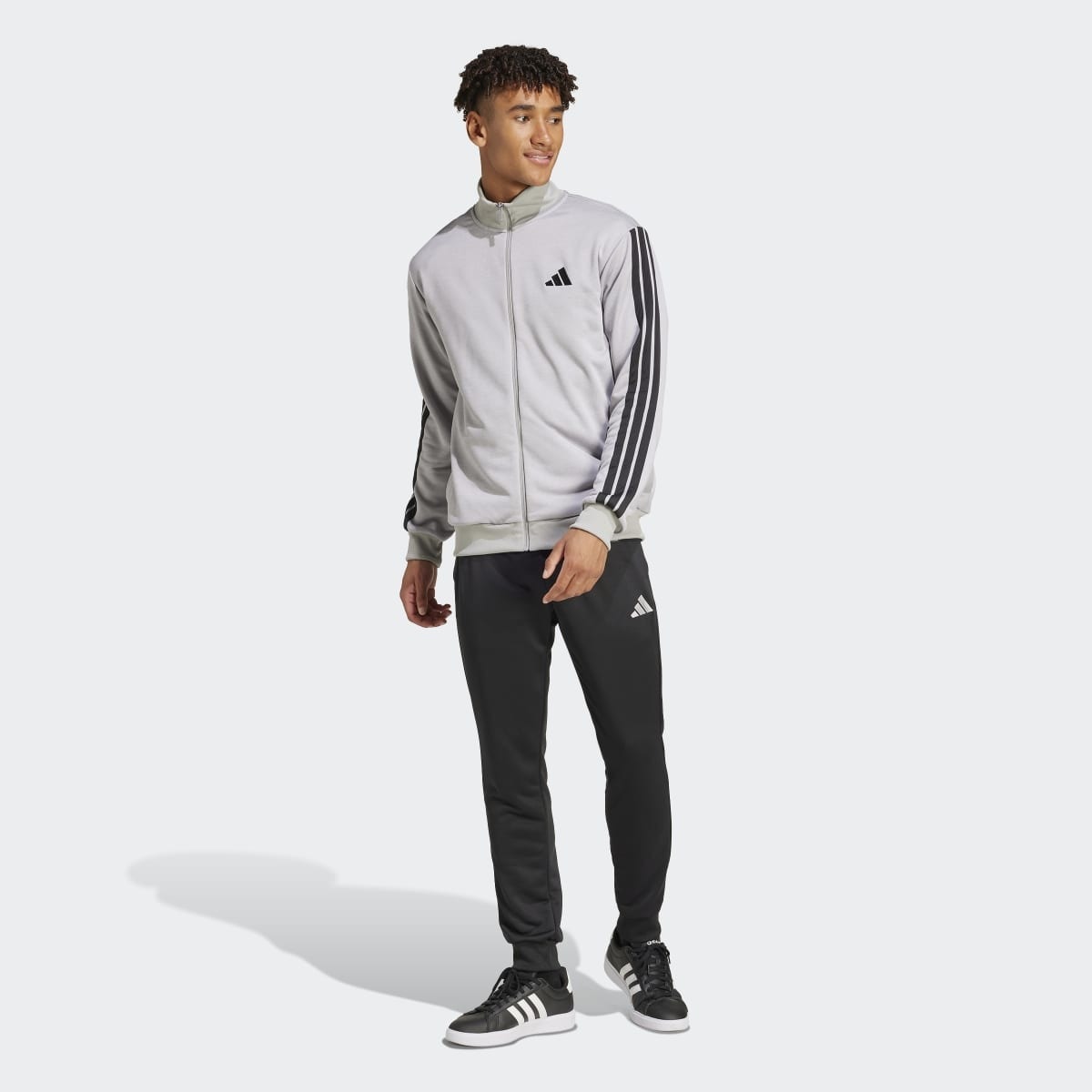Fato de Treino de Homem Sportswear Basic French Terry 3 Faixas Cinzento-1