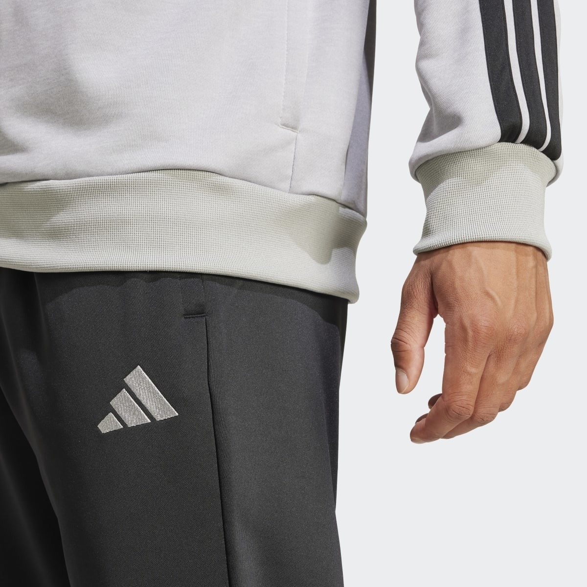 Fato de Treino de Homem Sportswear Basic French Terry 3 Faixas Cinzento-4