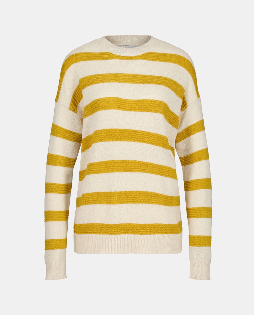 Camisola de Malha com Micro Fita às Riscas Amarelo-4