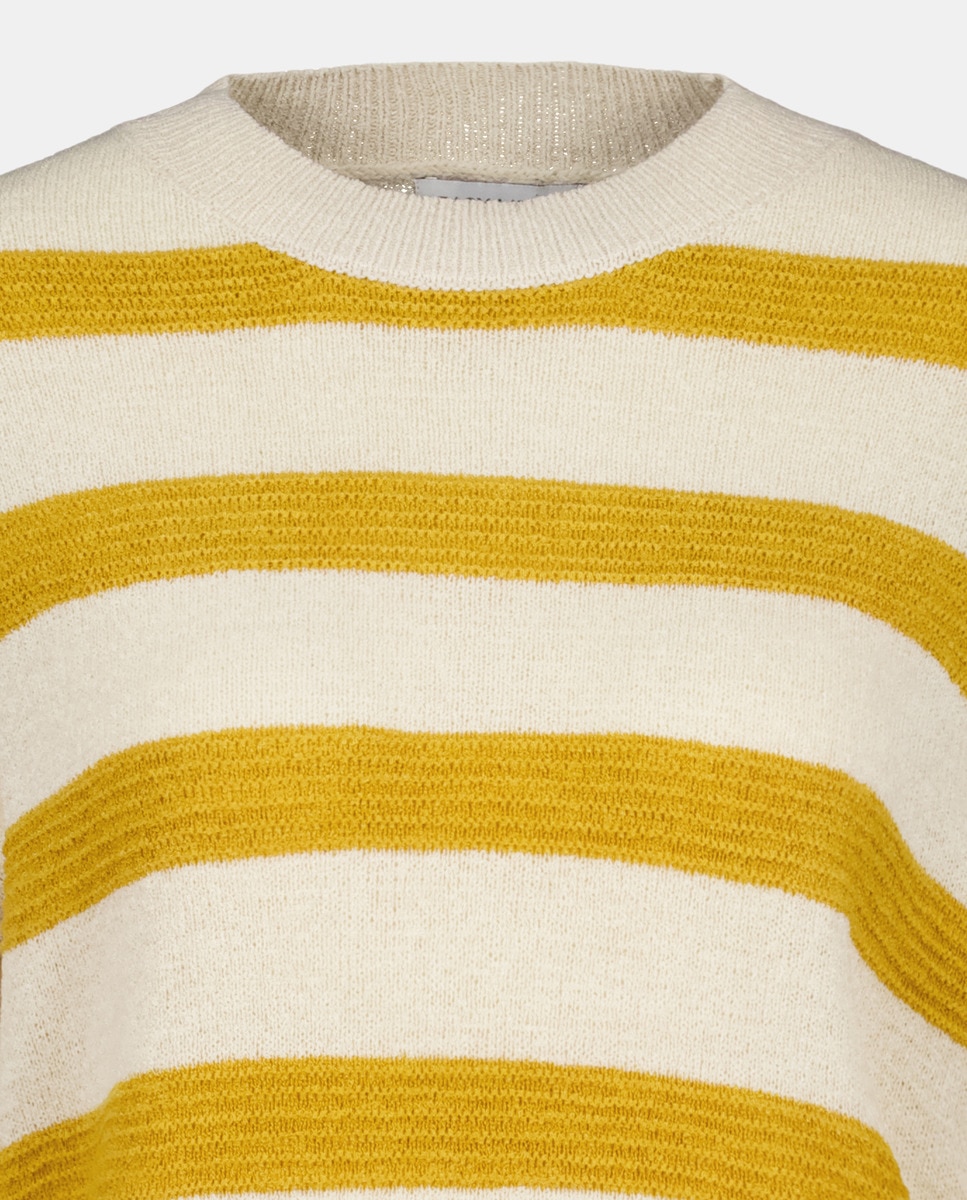 Camisola de Malha com Micro Fita às Riscas Amarelo-5