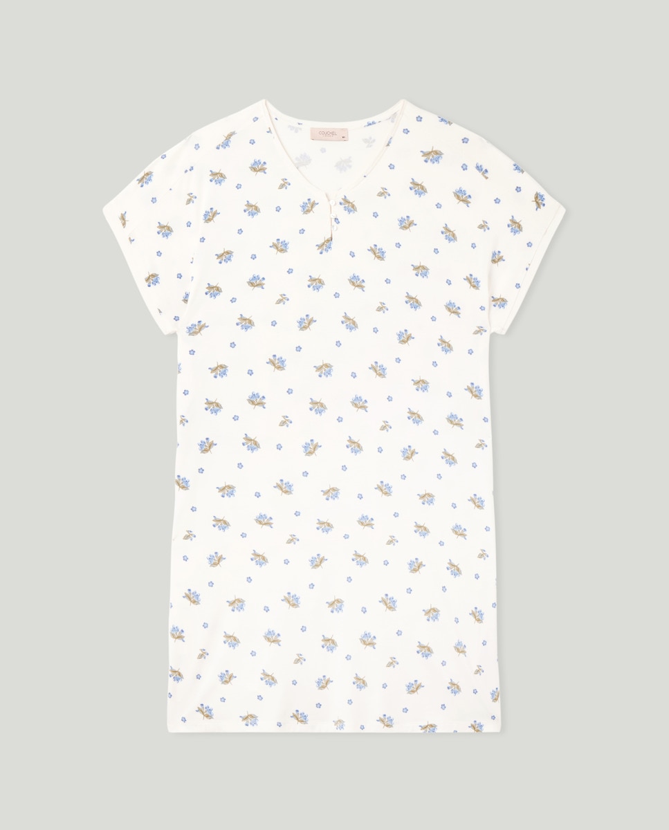 Camisa de Dormir Curta com Folho Branco-3