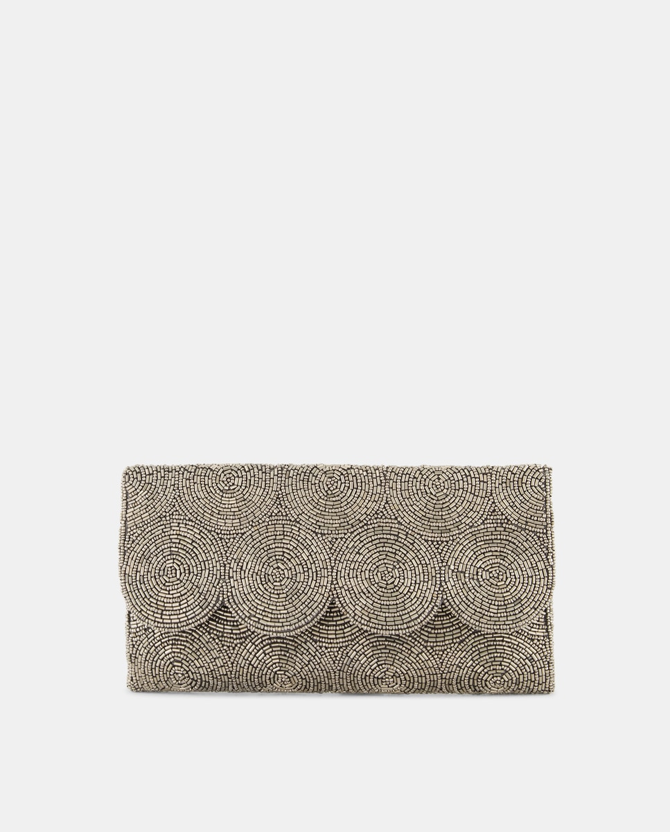 Mala Clutch de Festa com Missangas Prata-1
