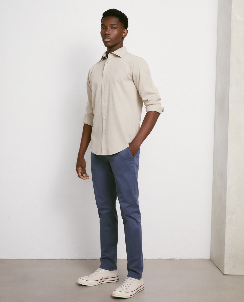 Camisa de Manga Comprida Garment Dyed Pedra-2