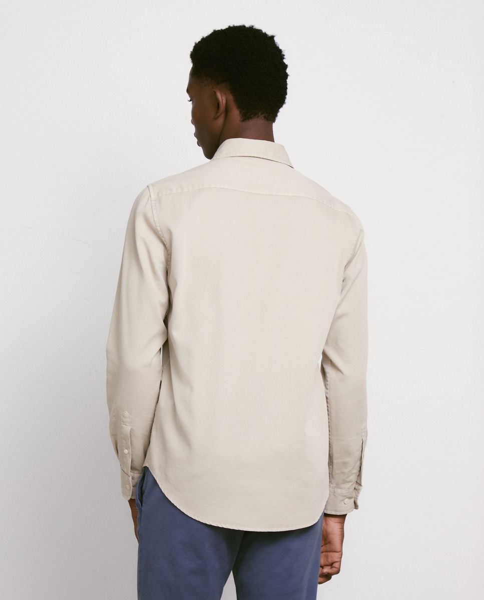 Camisa de Manga Comprida Garment Dyed Pedra-3