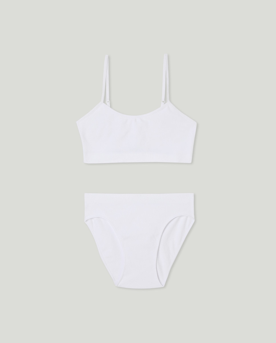 Conjunto de niña de braguitas y top Blanco-1