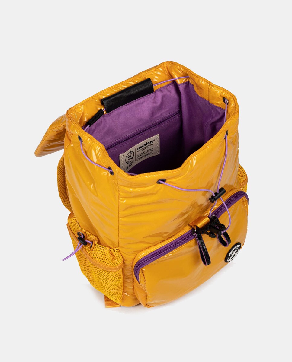 Mochila Gloss em Tecido Reciclado com Bolsos Ajustáveis Amarelo-2