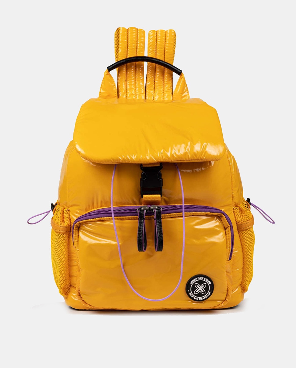 Mochila Gloss em Tecido Reciclado com Bolsos Ajustáveis Amarelo-1