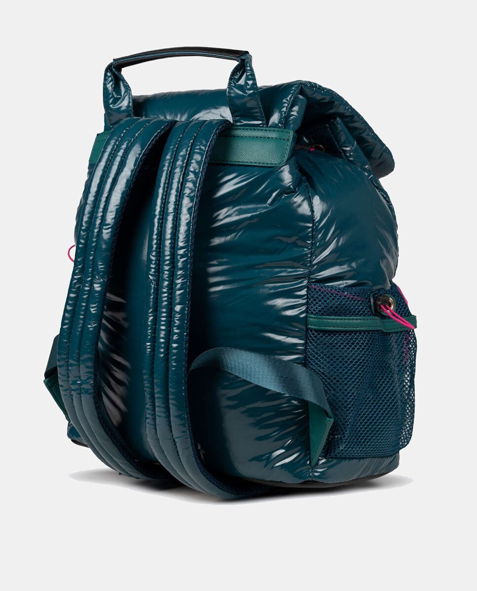 Mochila Gloss em Tecido Reciclado com Bolsos Ajustáveis Verde Água-3