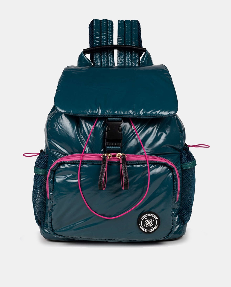 Mochila Gloss em Tecido Reciclado com Bolsos Ajustáveis Verde Água-1