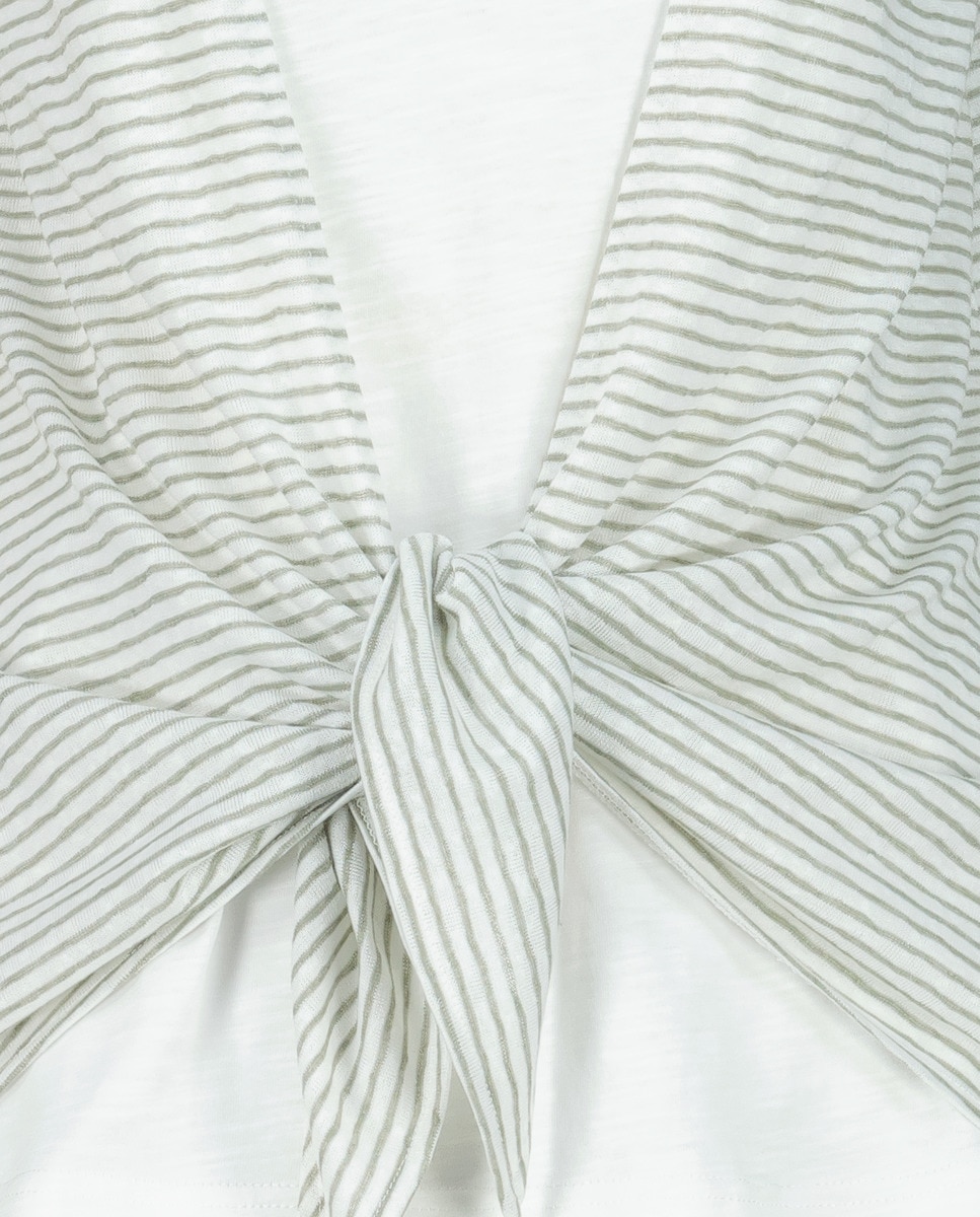 T-shirt com manga curta e estampado de riscas Verde-5