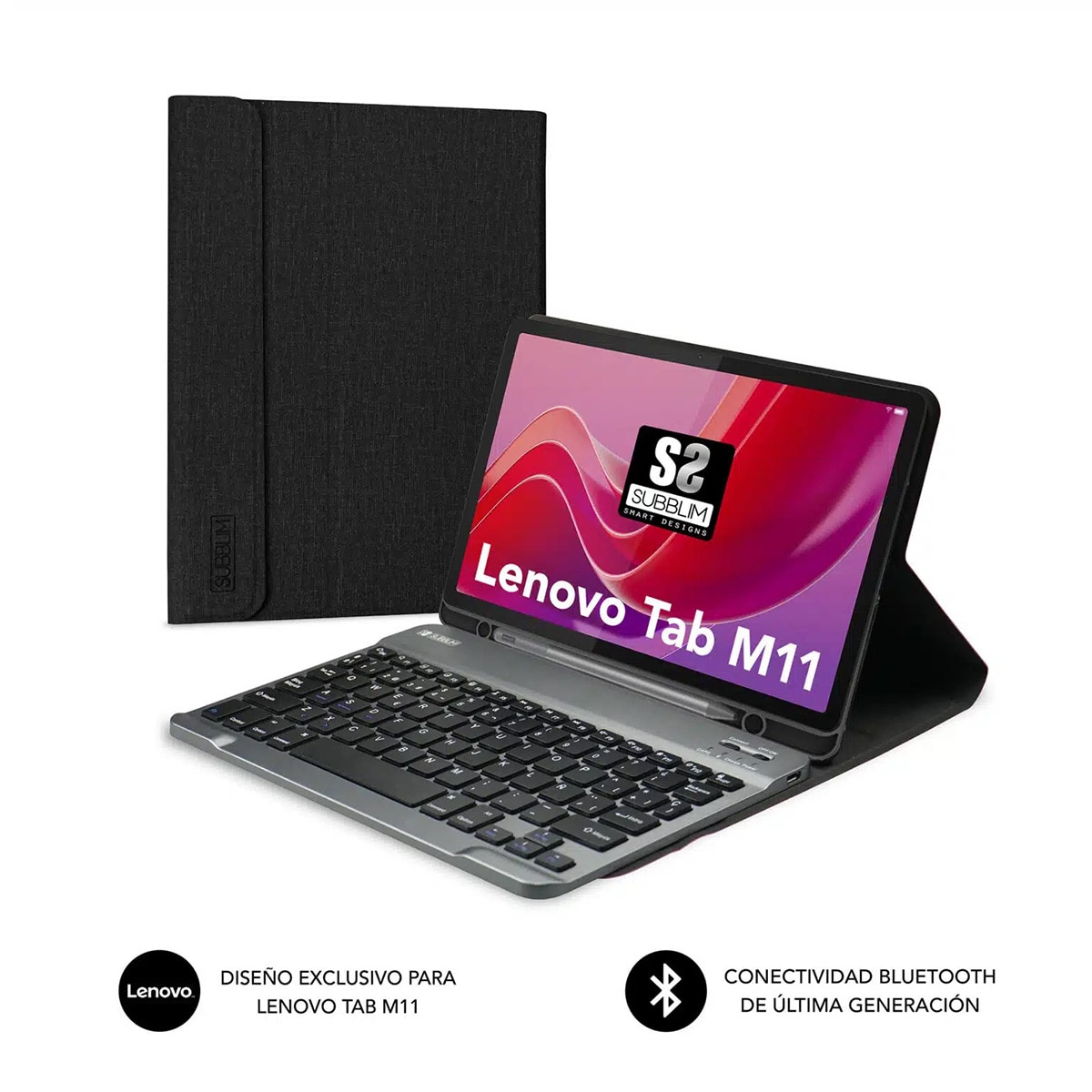 Funda con teclado Subblim Keytab Pro BT para tablet Lenovo TAB M11 Negro-3