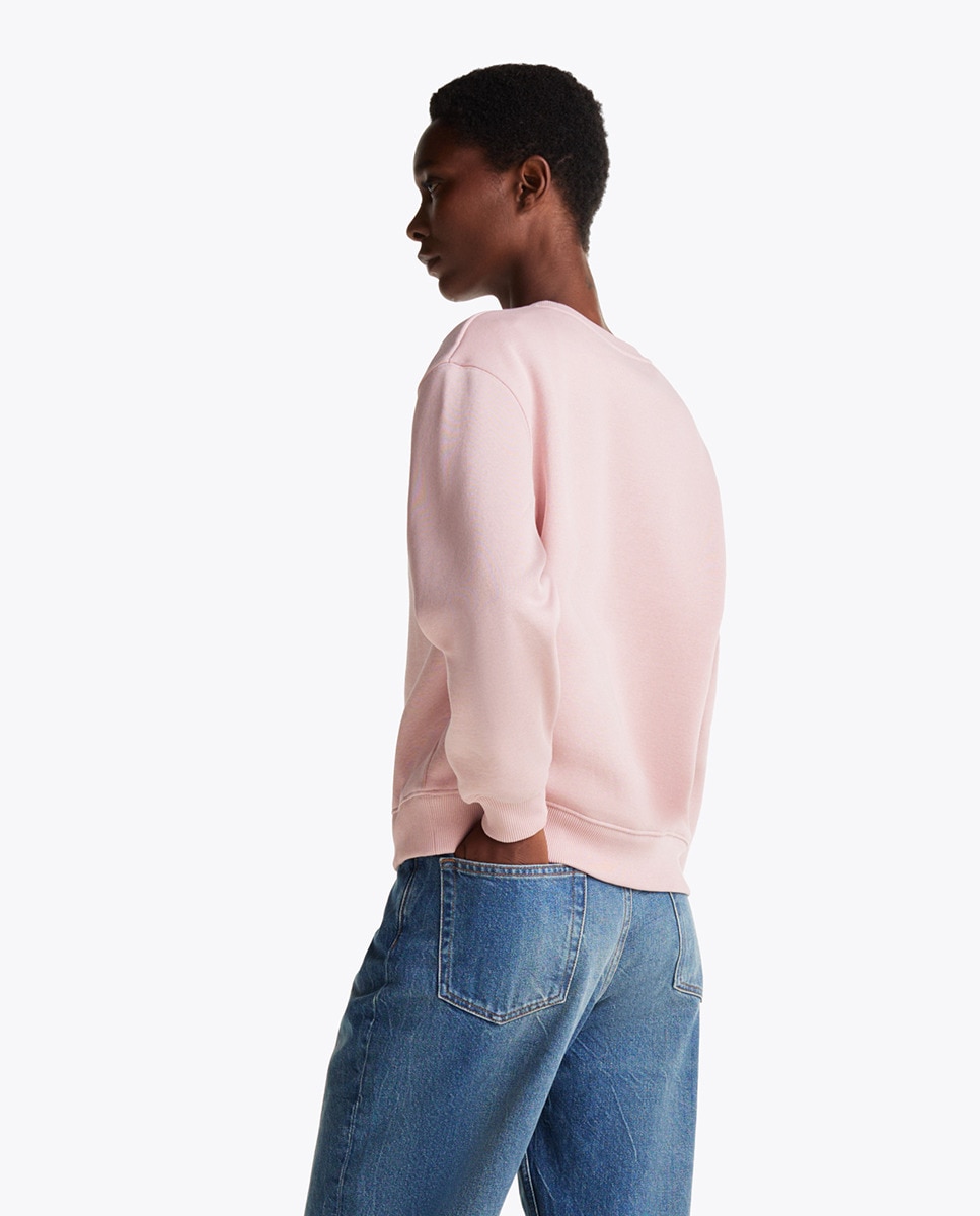Sweatshirt sem Capuz e com Logótipo à Frente Rosa-claro-2