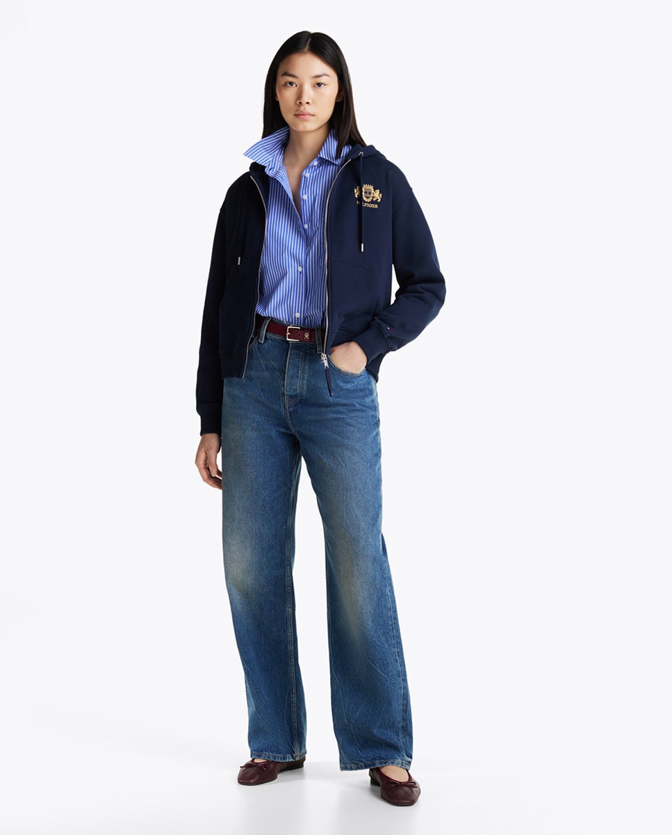 Sweatshirt com capuz e fecho-éclair Azul-marinho-6