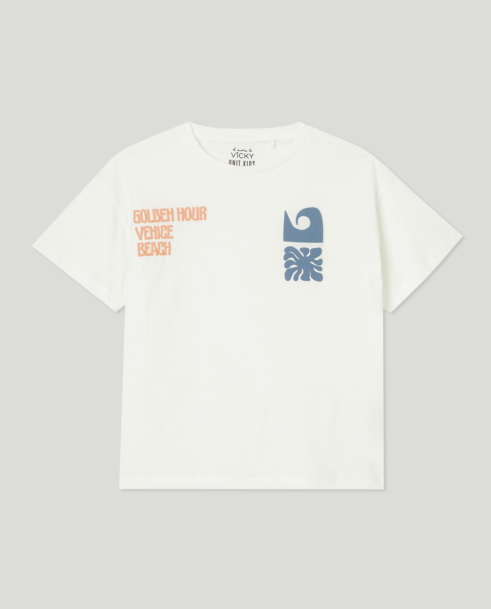 Camiseta de niño manga corta solidaria Blanco-1