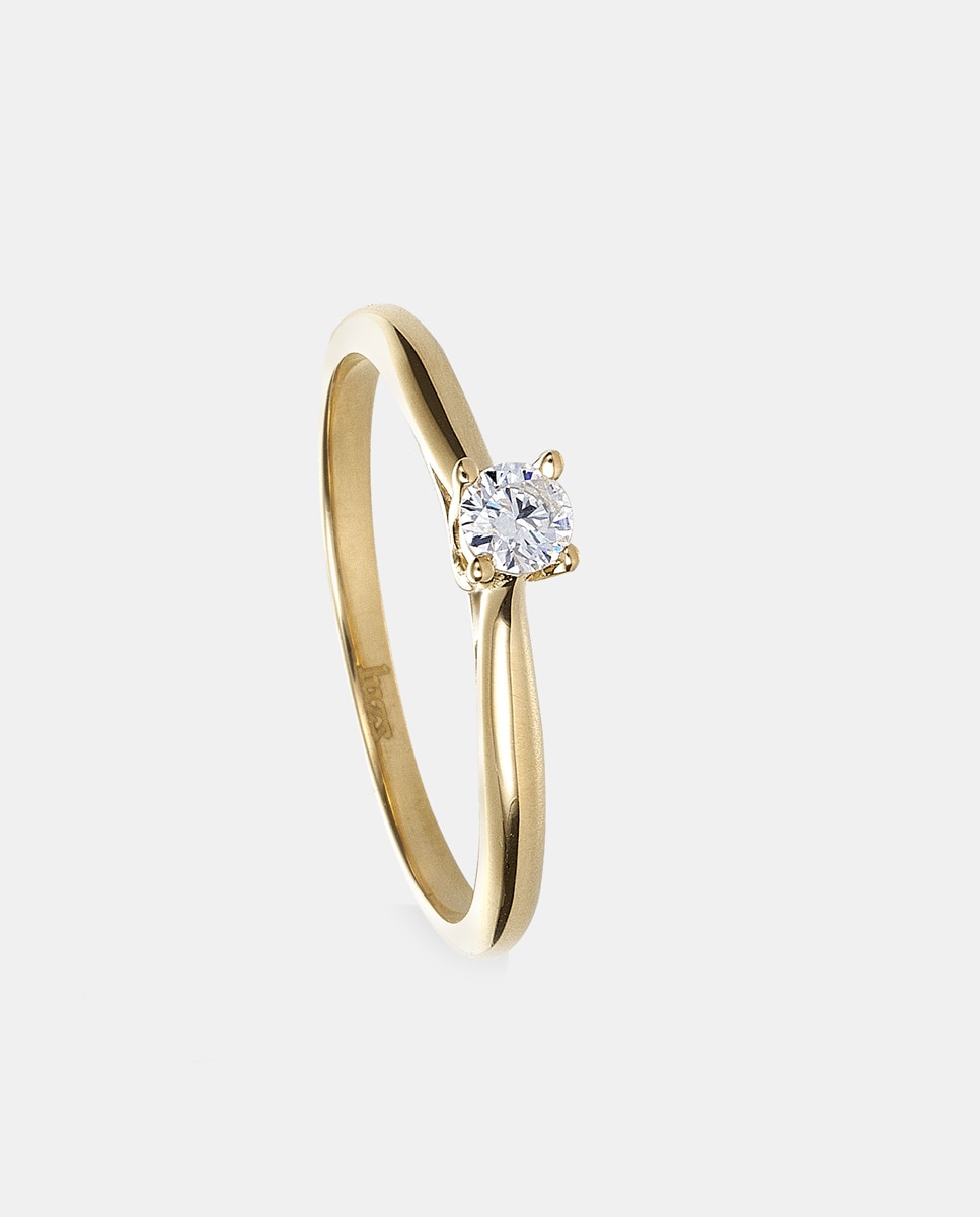 Anillo de oro y diamante solitario Blanco-1
