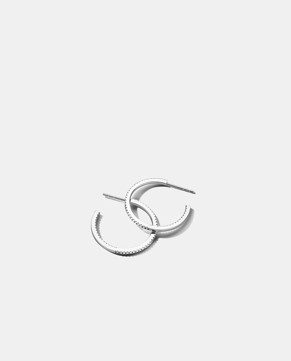 Pendientes de aro Endless de plata y diamante Blanco-2