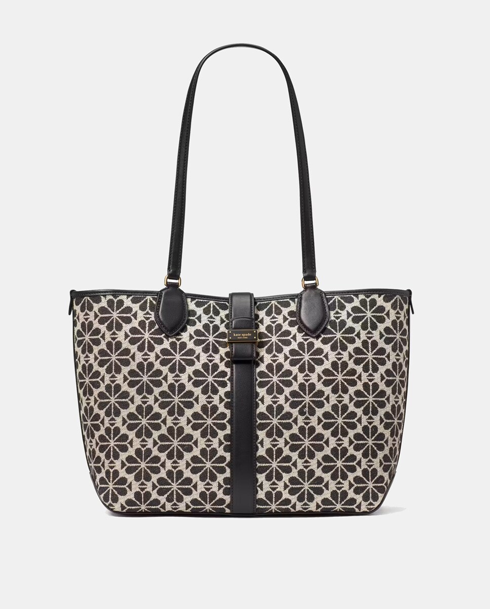 Mala de Ombro Spade Flower Jacquard Bege-1