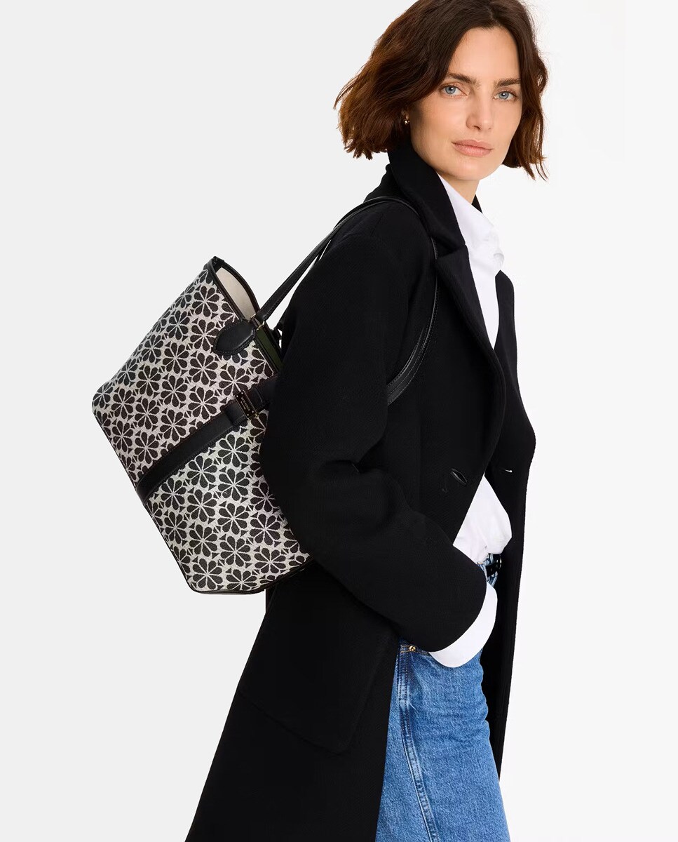 Mala de Ombro Spade Flower Jacquard Bege-2