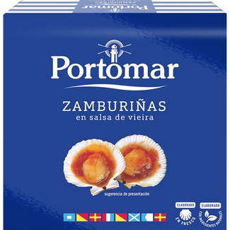 zamburiñas en salsa vieira lata 60 g neto escurrido - Portomar
