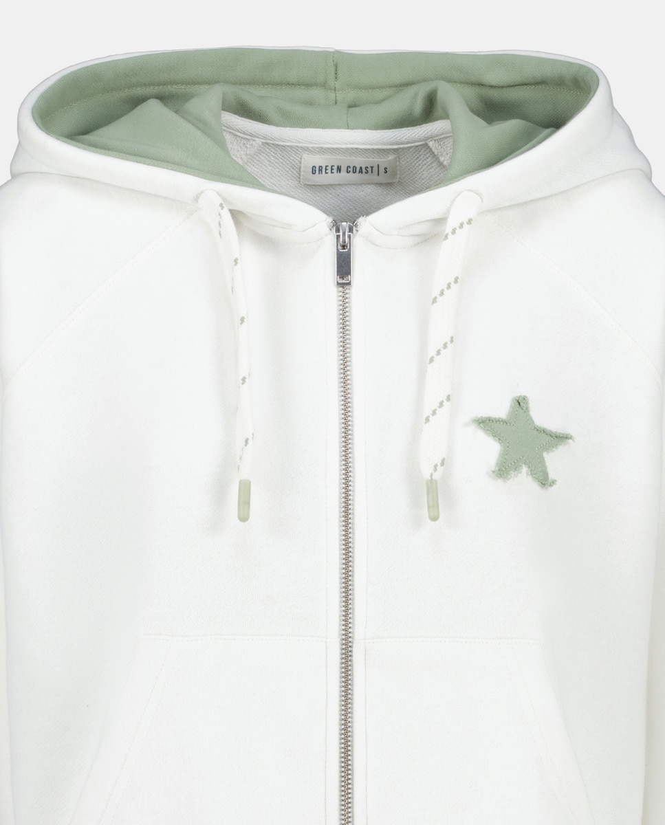 Sweatshirt com Capuz Aberto Branco-marfim-5