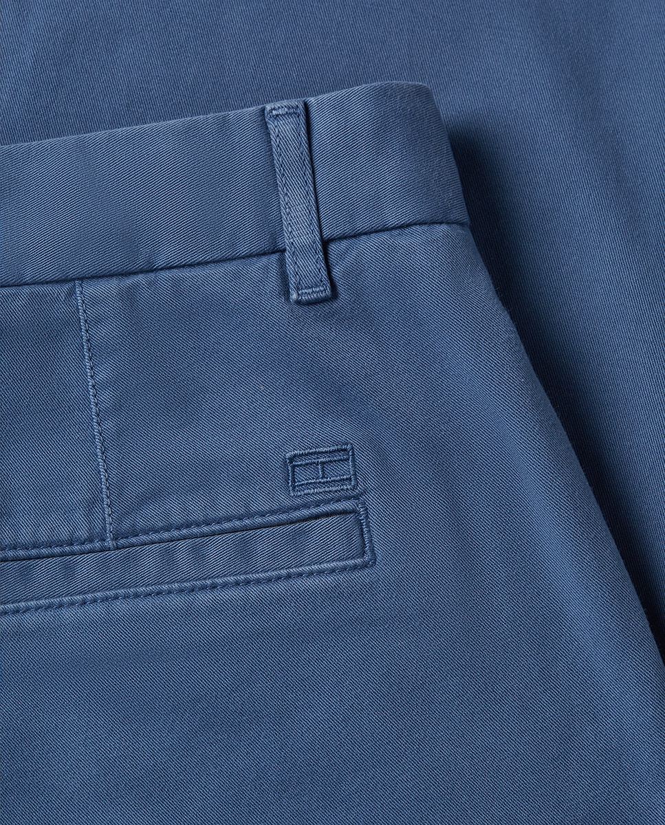 Calças Chino com Botão à Frente Azul-índigo-6