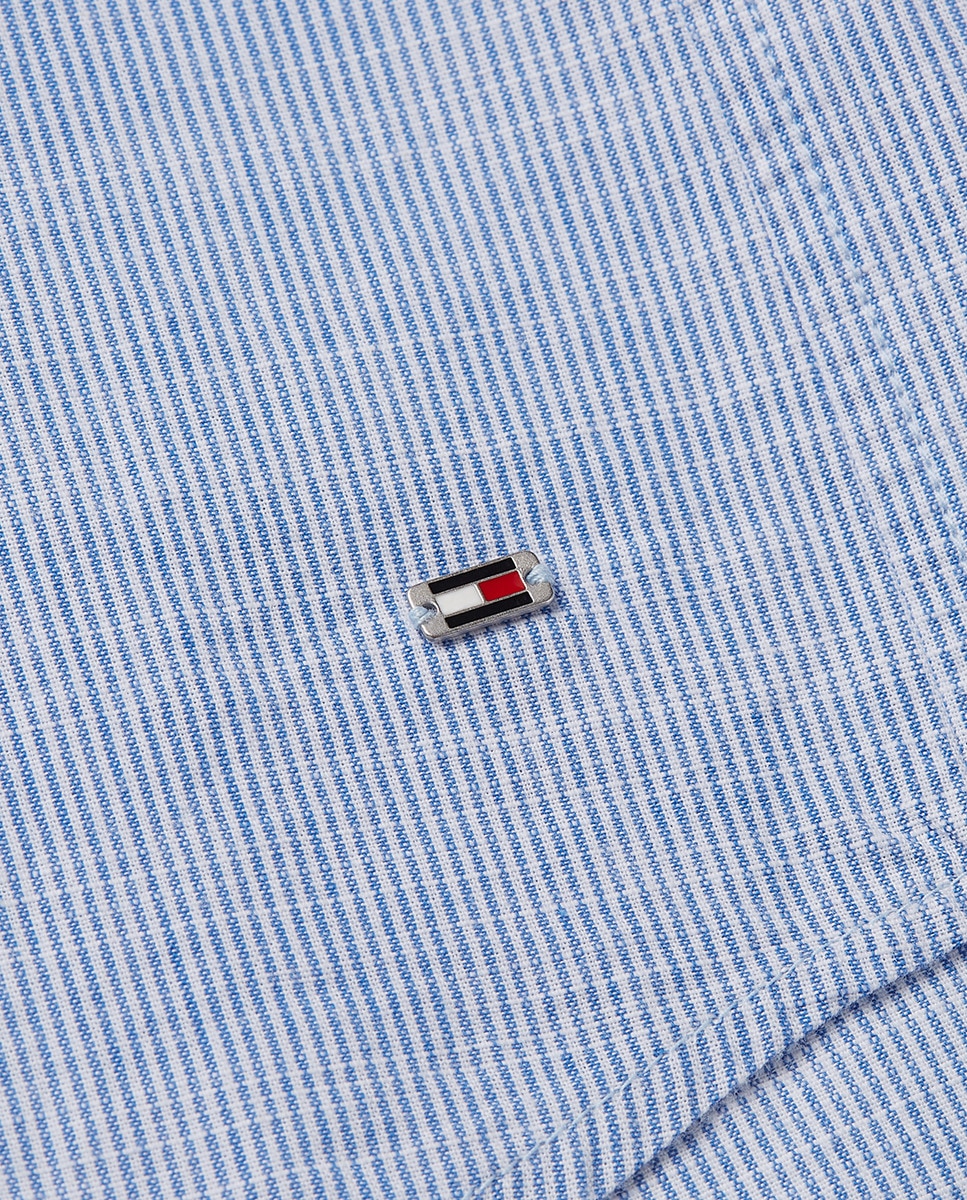 Camisa de Manga Comprida com Folhos Azul-claro-5