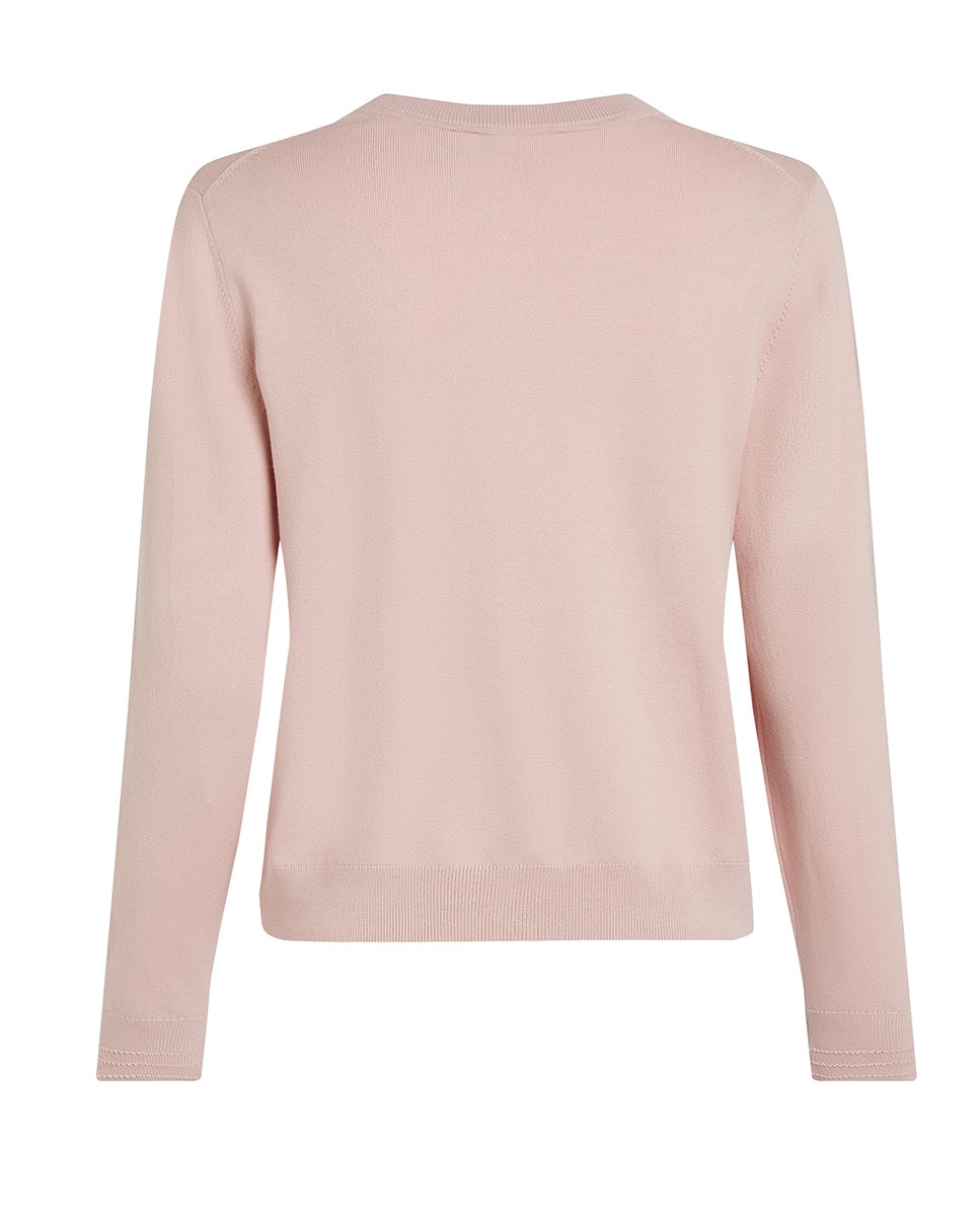 Camisola de Malha com Decote em Bico e Estampado Rosa-claro-5