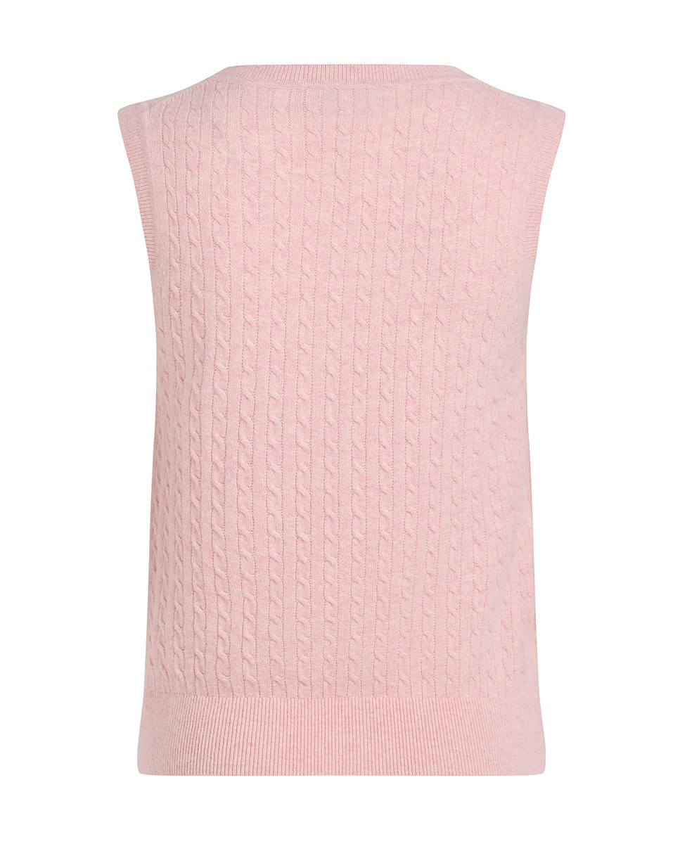 Colete de Malha do Cabo com Decote Redondo Rosa-claro-5