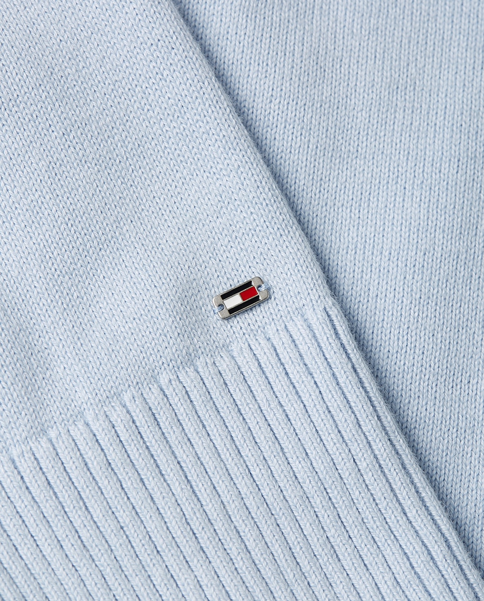 Camisola de Malha com Decote Redondo e Logótipo Bordado à Frente Azul-claro-6