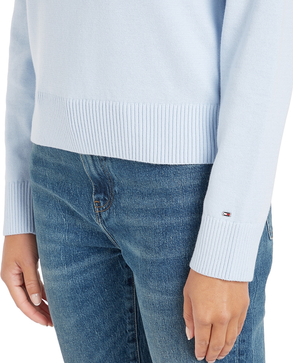 Camisola de Malha com Decote Redondo e Logótipo Bordado à Frente Azul-claro-3