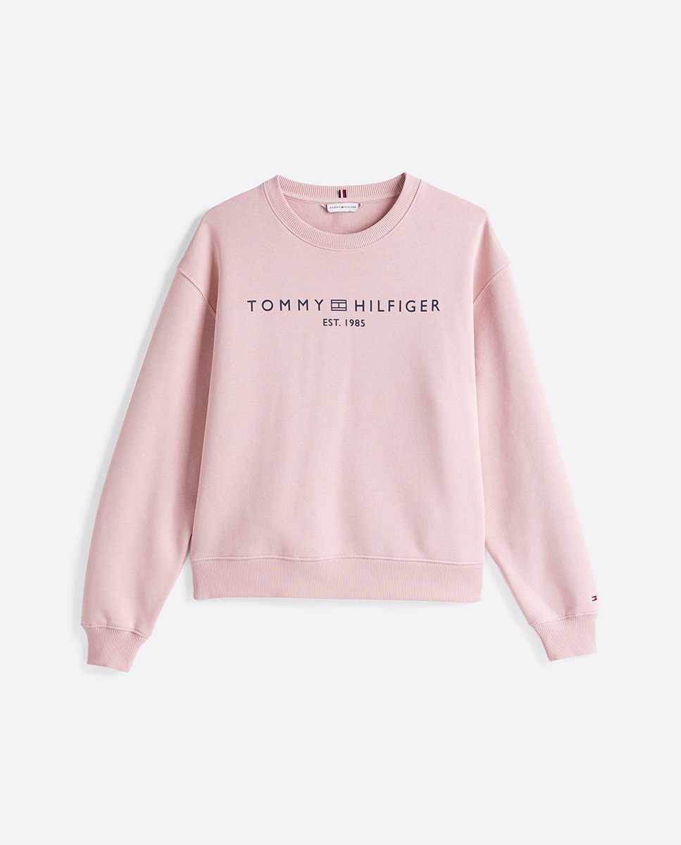 Sweatshirt sem Capuz e com Logótipo à Frente Rosa-claro-4