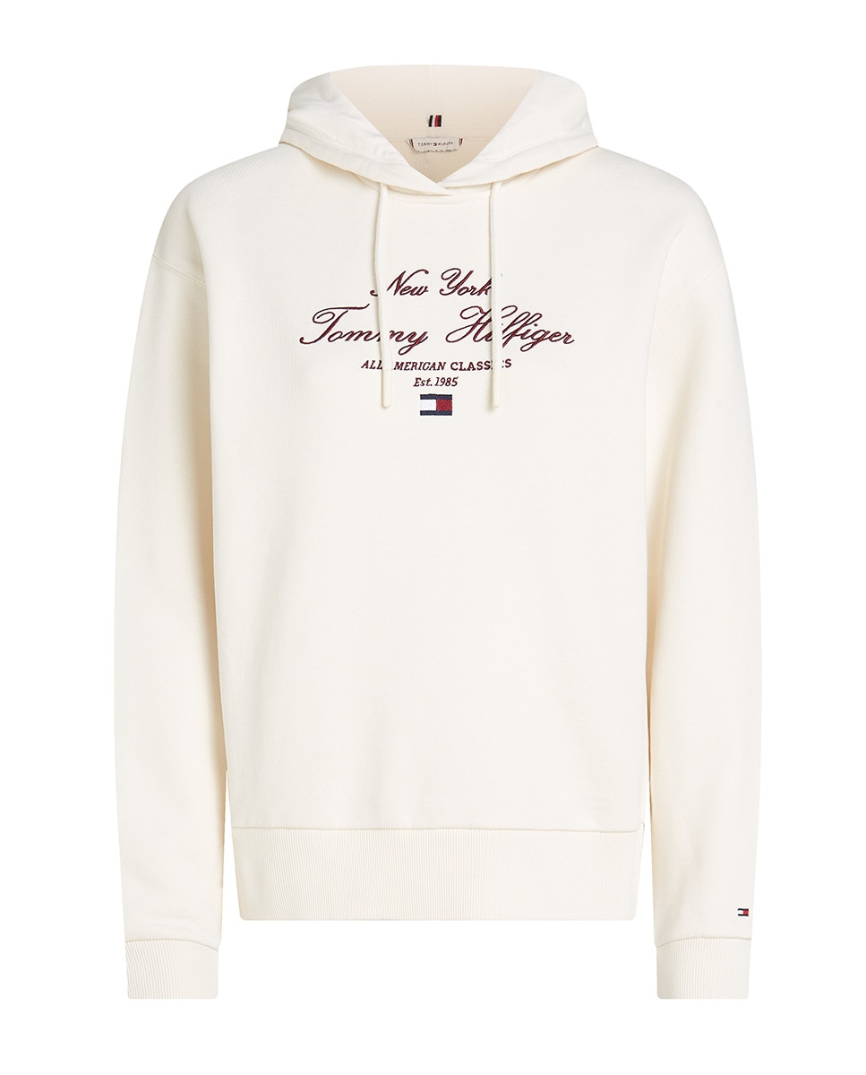 Sweatshirt com Capuz e Logótipo Bordado à Frente Branco-3