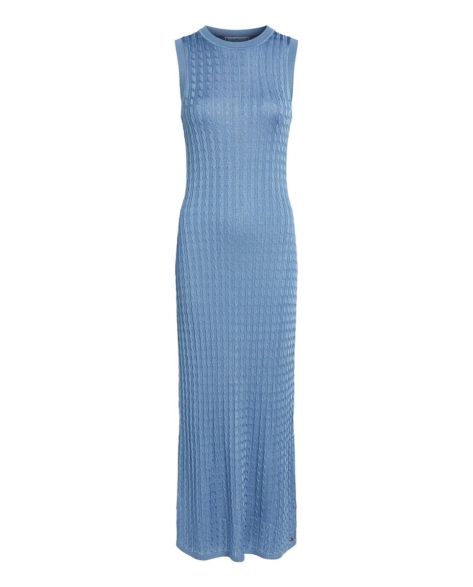 Vestido de Malha sem Mangas e com Decote Redondo Azul-claro-6