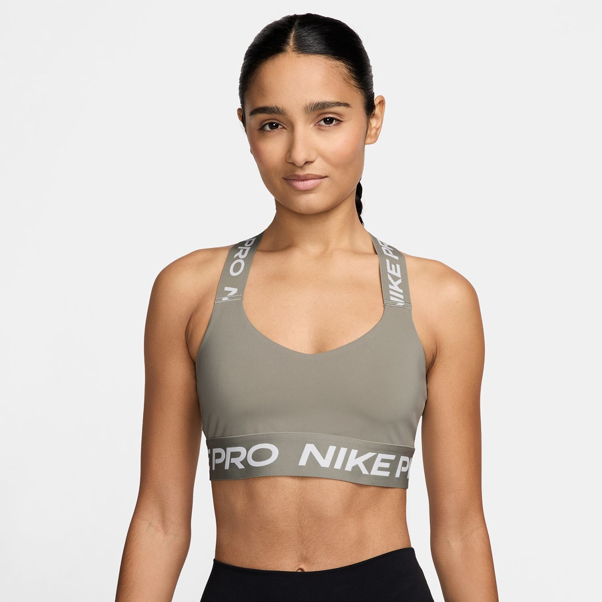 Top de mulher Pro Nike Caqui-1