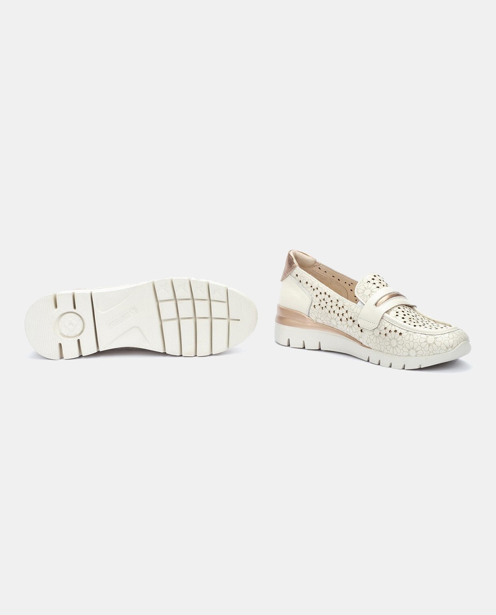 Mocassins Cantabria Desportivos em Pele Branco-8