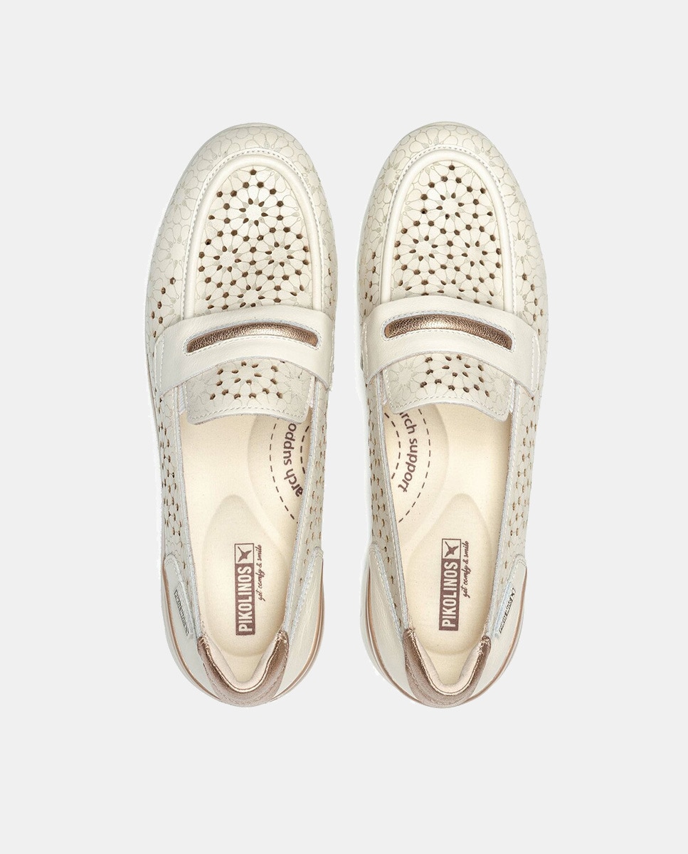 Mocassins Cantabria Desportivos em Pele Branco-7