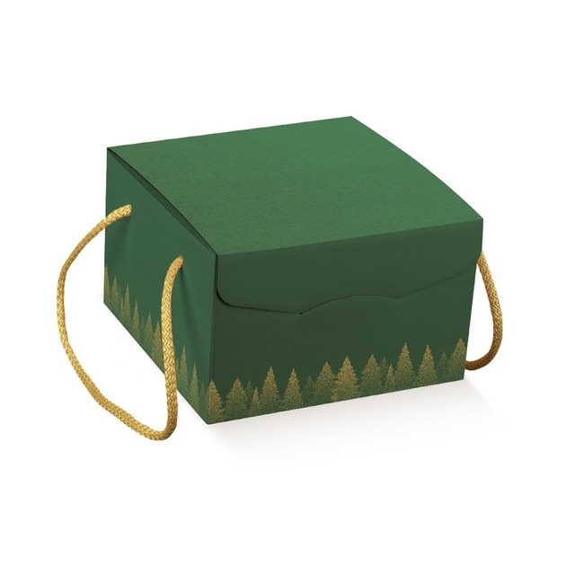 Imagem 0 de Caixa para panetone "Floresta Verde" com cordões