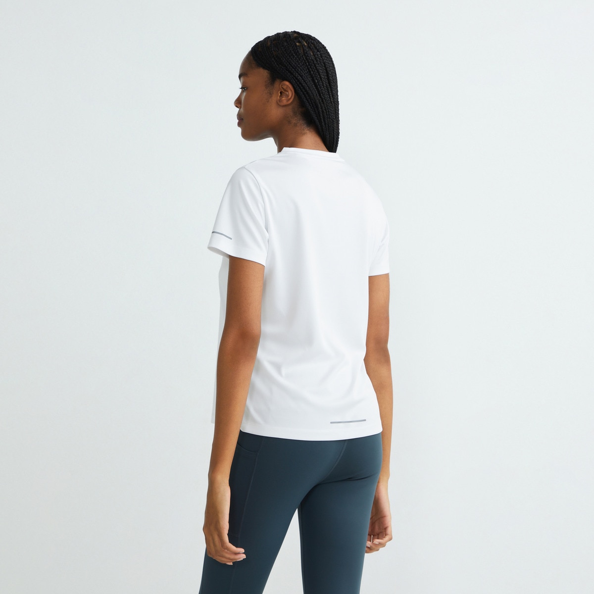 Camiseta manga corta running mujer Crema-3