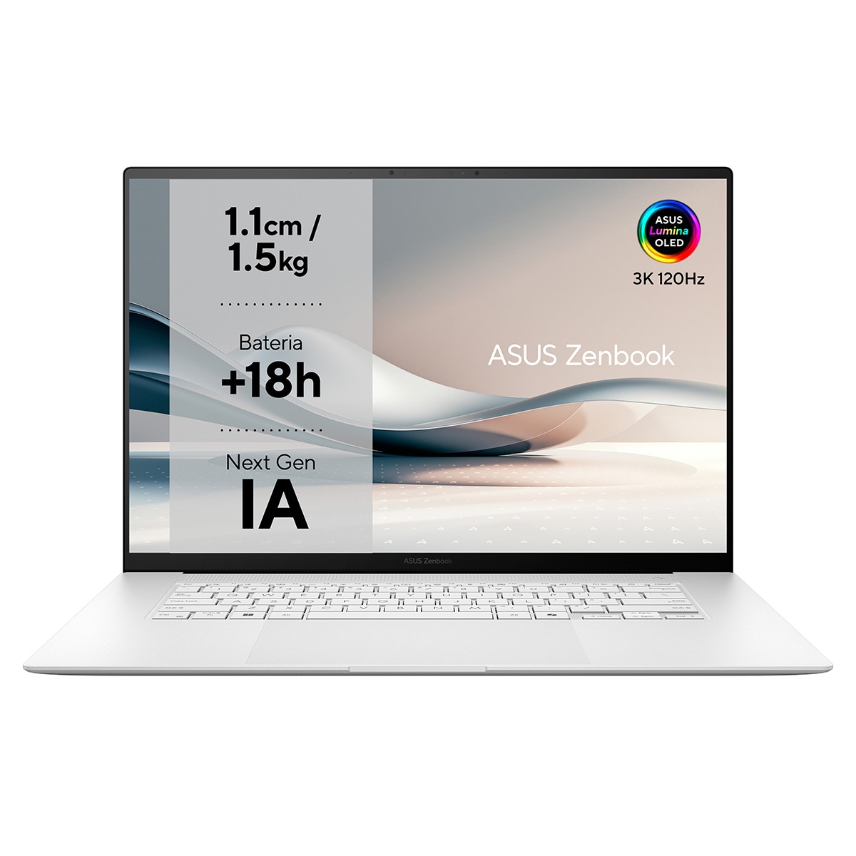 Portátil ASUS Zenbook S16 OLED UM5606WA-RK074W, AI Ryzen 9-HX 370, 32GB, 1TB SSD, 16", W11 Blanco-1