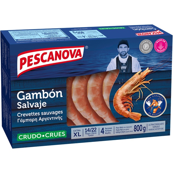 rohe wilde Rotgarnele XL 10-24 Stück Karton 800 g netto Abtropfgewicht