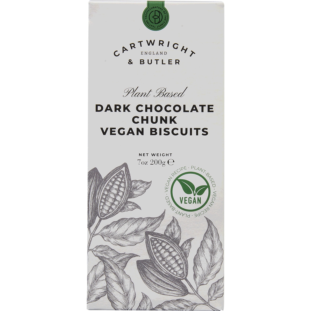 Biscoitos Vegan de Chocolate Preto embalagem 200 g