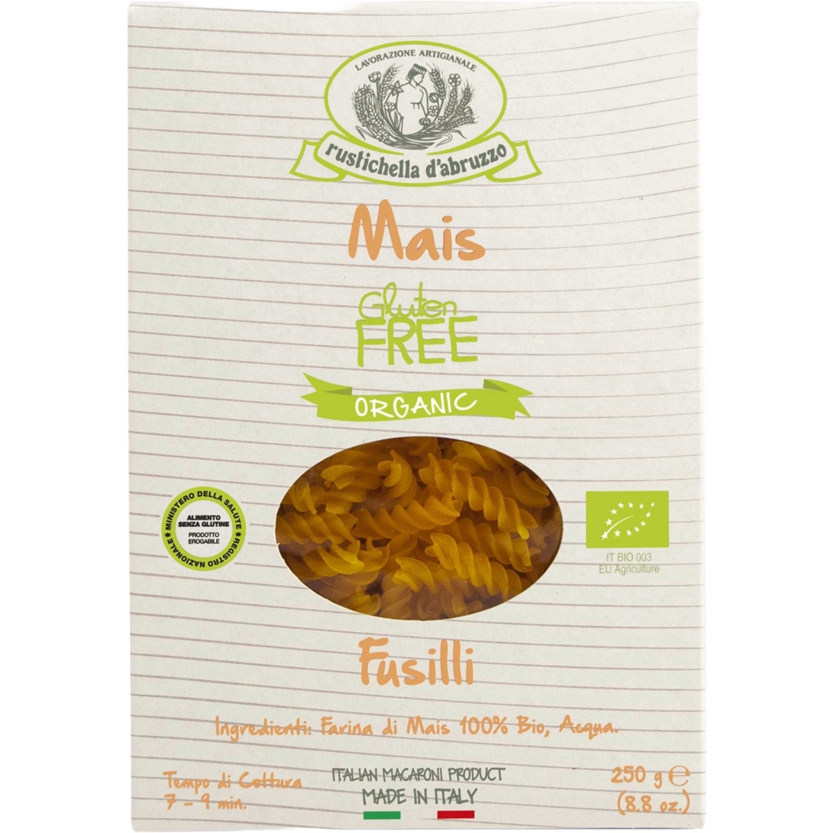 Fusili de Milho sem Glúten embalagem 250 g